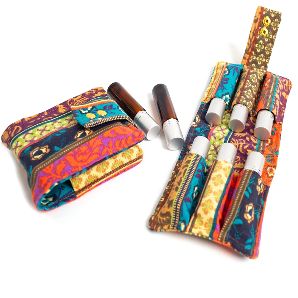 

Folding Carrying Case Gift Essential Oil Organizer 6 Slots Travel 10ml Roller Bottle Storage Bag Protective Print Portable Daily