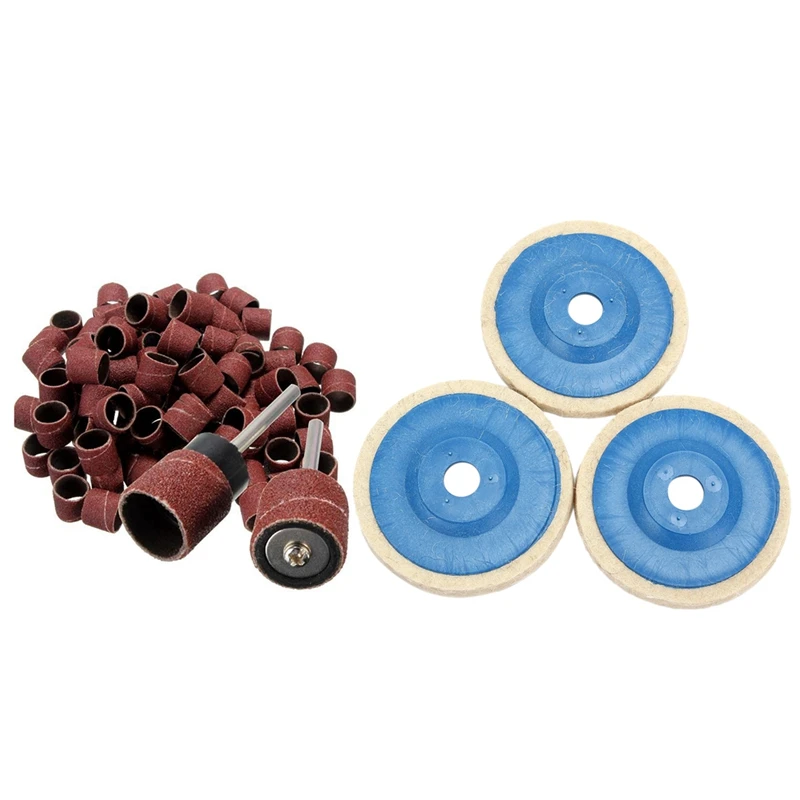 

3Pcs 100Mm 4Inch Grinding Pad Wool Polishing Disc Abrasive Wheel Felt Buffer Set & 100Pcs 1/2 Inch Polished Sandpaper Ring Abras
