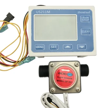 

US211M Flow Meter Totalizer Flow Measurement With OF201 BSP 1/2 Inch Gasoline Gear Water Flow Sensor 1-10L/Min Fuel Oil Lubrican