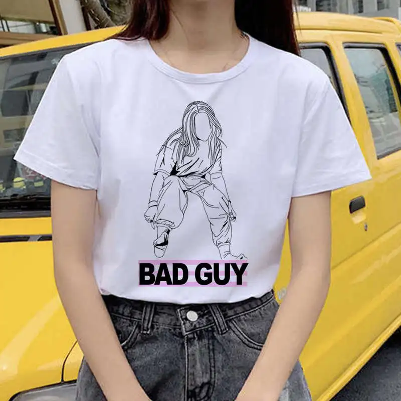 Женская футболка в стиле Харадзюку, Покемон, новинка, Billie Eilish, Harajuku, футболка для женщин, I Am Bad Guy Ullzang, забавная Футболка с принтом, топ, футболка - Цвет: 4