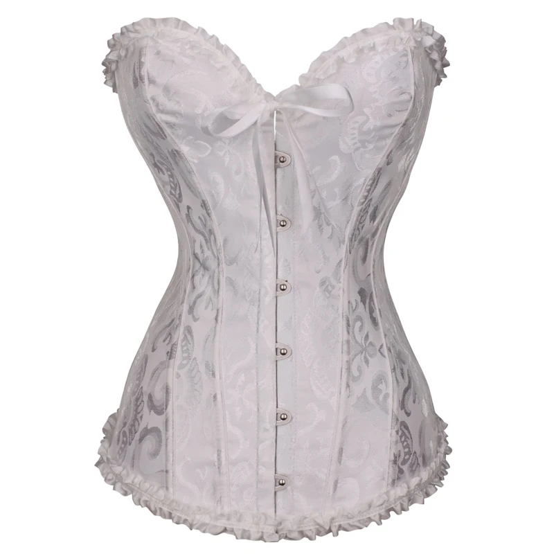 Sexy Corsets Bustiers Floral Lace Tops For Women Flower Print Vintage Corset Gothic Satin Lingerie Corselet Overbust Boned
