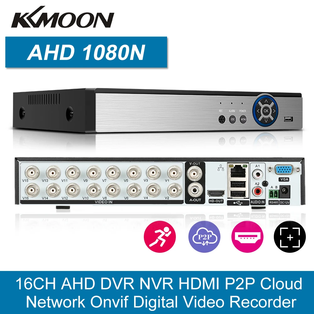 CVI TVI NVR HVR AHD 16CH 5-в-1 DVR рекордер наружного наблюдения 1080P Гибридный ONVIF цифрового видео Регистраторы P2P подключением к телефону мониторинга