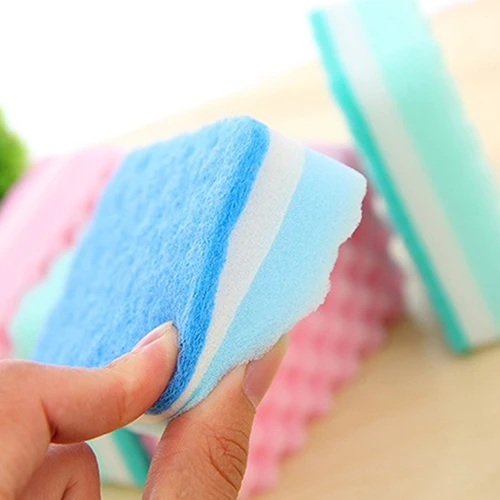 5Pcs Thick Wavy Antibacterial Kitchen Sponge Brush Scouring Pads Dish Towels