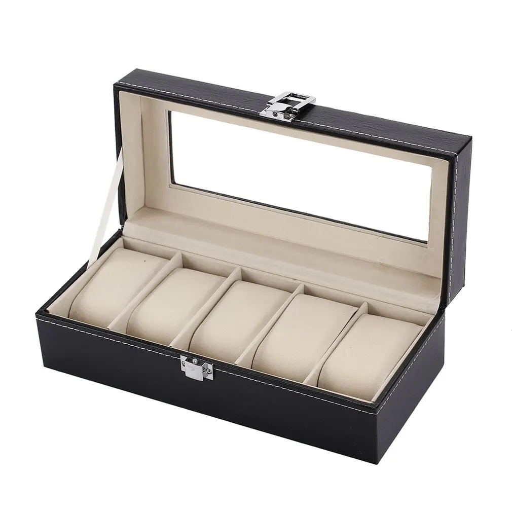 Стандартный 5 слотов модная коробка для часов из мягкой искусственной кожи коробка для хранения часов Часы Дисплей Слот Чехол Коробка Чехол дропшиппинг
