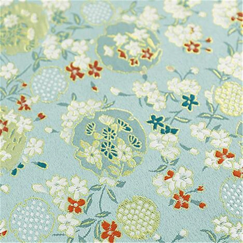 Pale Green Японский стиль атласная жаккардовая ткань Цветочная вышивка блестящая ткань парча наволочка из полиэстера китайская ткань Тан - Цвет: Pale Green