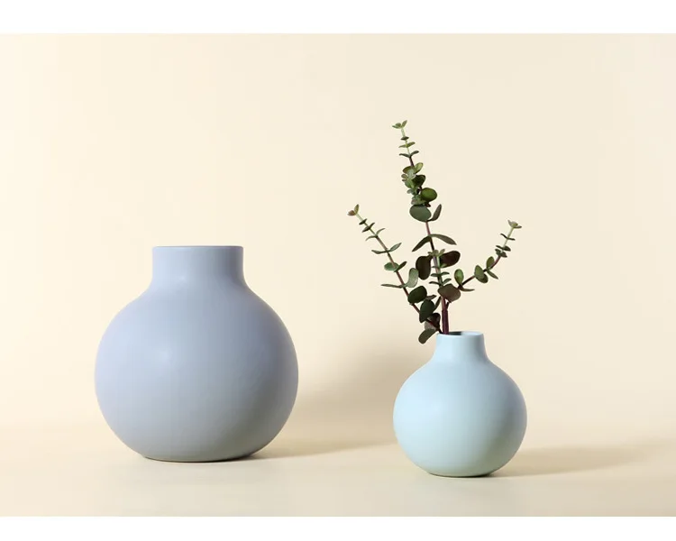 Matt Spherical Ceramic Flower Vase Decor