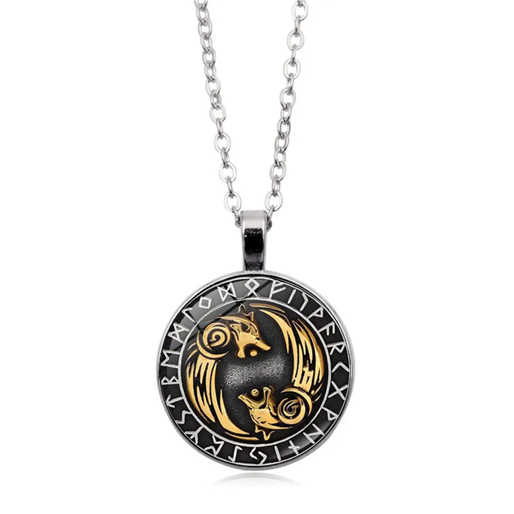 Collier Viking Vegvisir En Acier Inoxydable - Pendentif Boussole Nordique, Chaîne 45+5 Cm | Bijou Femme, Cadeau Symbolique