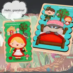 Quebra cabeça animal dos desenhos animados das crianças dos desenhos animados de madeira dos desenhos animados dos brinquedos