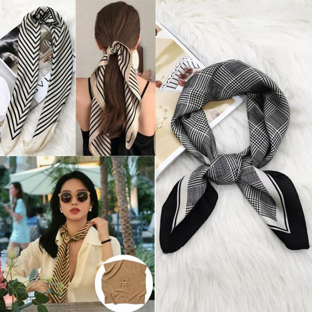 Bufanda Cuadrada Con Estampado De Seda Simulada, Bufanda Para La Cabeza De  Mujer De 27,5 , Accesorios De Moda Multifuncionales, Bufanda Con Banda Para  El Pelo - Joyería Y Accesorios - Temu