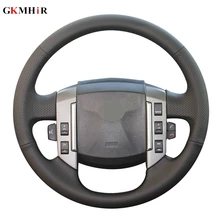 DIY Hand stitched Black Genuine Leather Car Steering Wheel Cover For Land Rover Discovery 3 2004 2009