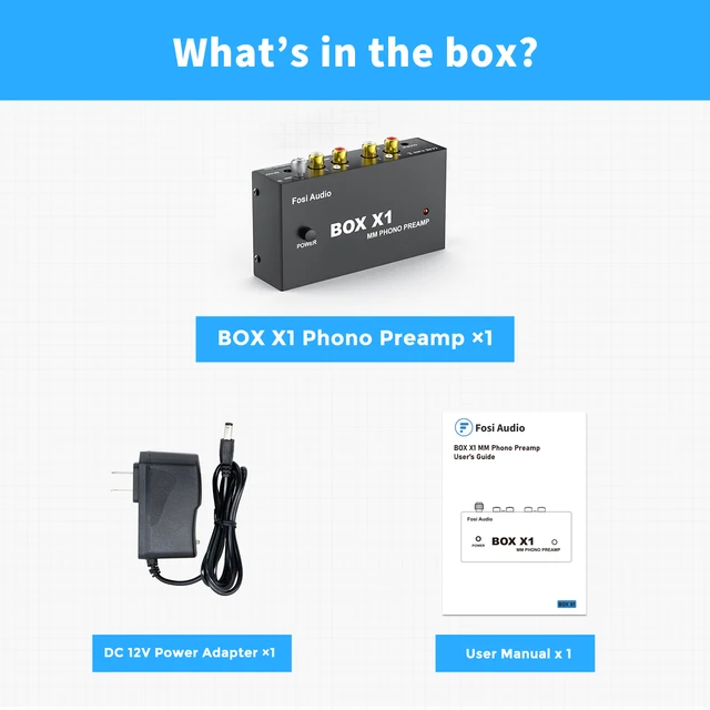 Fosi Audio Box X1 Preamplificador de Phono para tocadiscos MM y caja de  audio Fosi X4 Phono preamplificador amplificador de