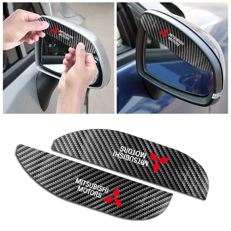 2Pcs Car decoration rearview mirror reverse rainproof sticker For Mitsubishi Asx Lancer Pajero Xl l200 EX10 X Colt | Автомобили и