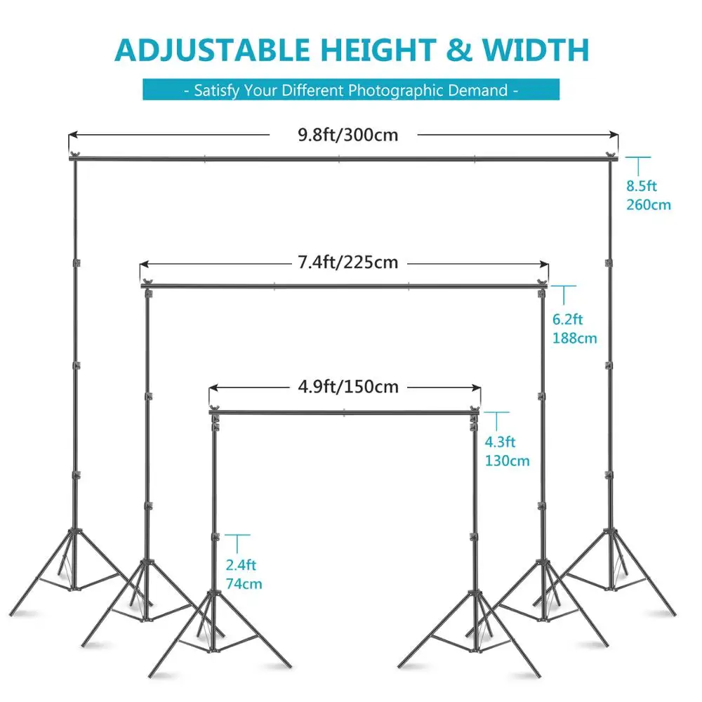 US $208.98 Neewer Complete Photography Lighting Kit 85x10feet Background Support System800W 5500K Umbrellas Softbox Continuous Lighting