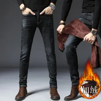 

NEW 2019 Winter new jeans men's casual plus velvet jeans boy warm trousers A2001-1-9