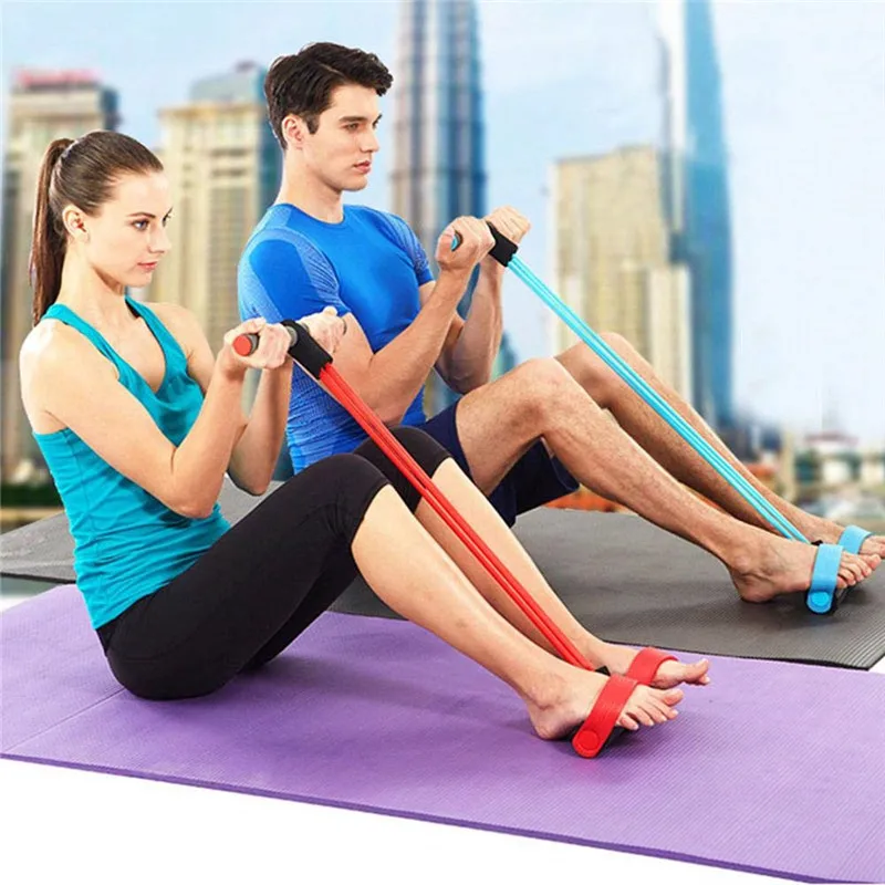 

Tube Foot Pedal Exercise 4-Tube Resistance Band Pull Up Elastic Abdomen Waist Arm Leg Training Pedal Exercise Resistance Band