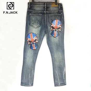 

F.N.JACK Mens Jeans Cool Guy Slim Straight Full Length Zip Fly Denim Pants for man