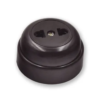 

5pcs Old Style Retro Outlet Wall Electrical Socket Two-hole Round Surface Mounted White Brown 10A 250V