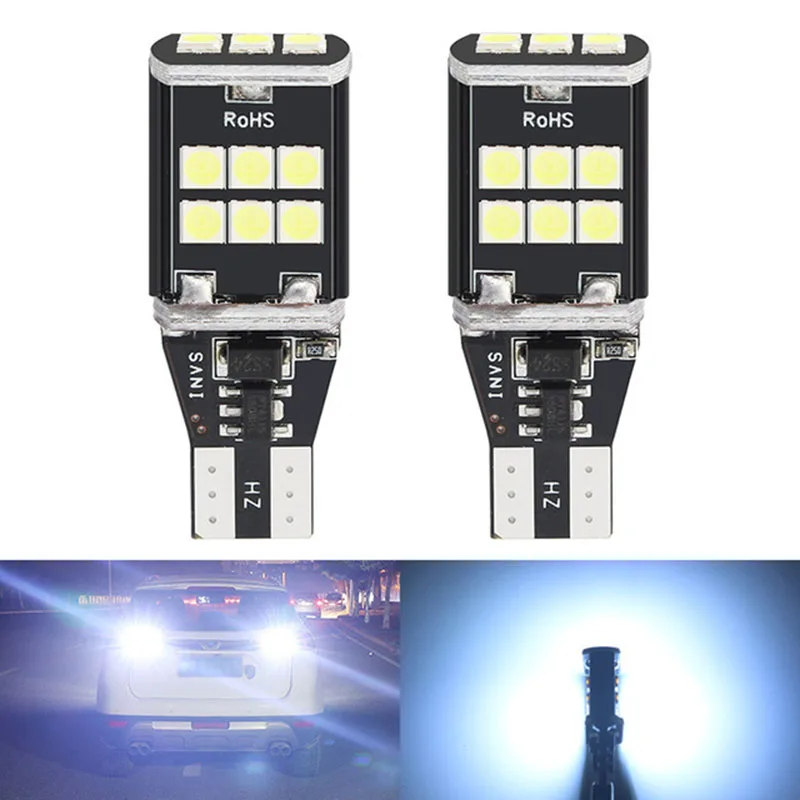 2 шт. T15 светодиодный Canbus 3030 15SMD Автомобильный фары 12V 912 921 906 902 W16W Белый