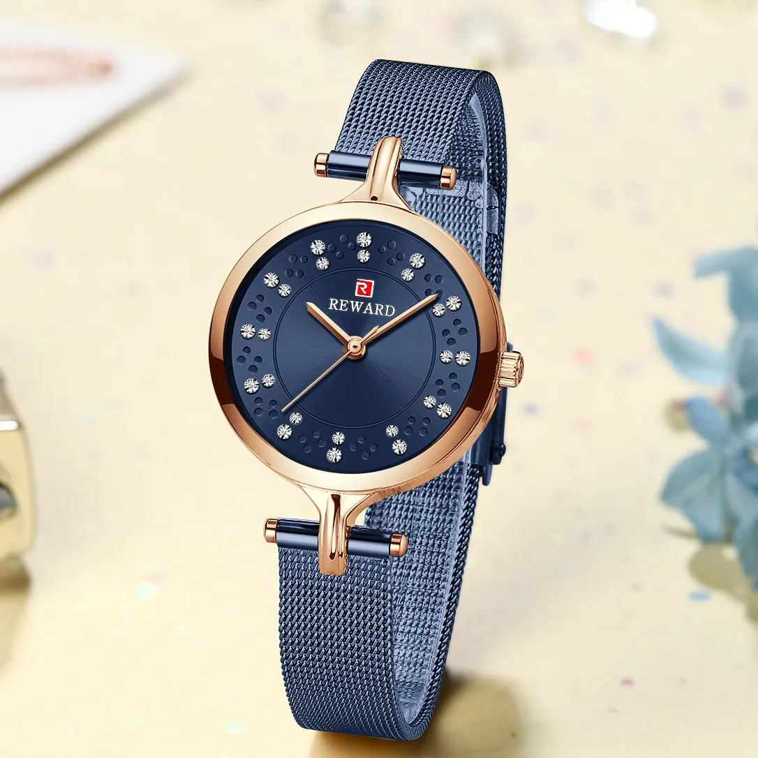 Big Face Round Case Wristwatches for Girls Womens Luxury Wristwatch,Quealent Womens Roman Numerals Stainless Steel Mesh Band Analog Quartz Watch 