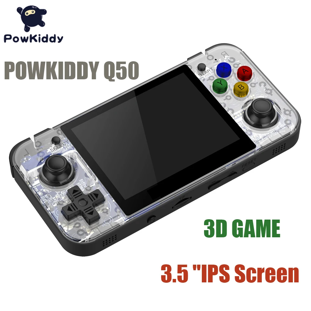 Powkiddy q50 чехол для телефона в виде ретро-игровой консоли RG350 64-разрядный портативные игровые консоли PS1 симулятор 3,5 дюймов ips экран 2500+ открытая система 3D игры