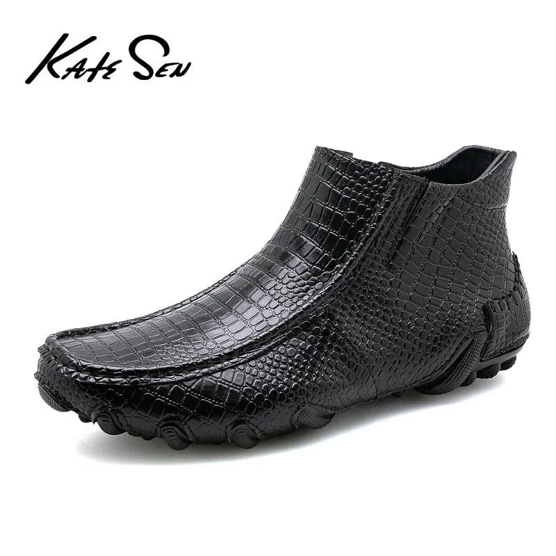 

KATESEN men shoes new Men causal Genuine Leather shoes man loafers sneakers British dress shoes lace-up male leisure shoes