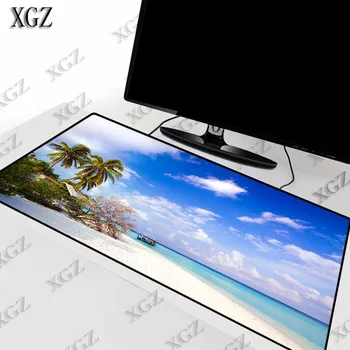 

XGZ Seaside Cloud Palm Landscape Large Gaming Mouse Pad Gamer Computer Big Mat Lock Edge Speed pad Keyboard Desk
