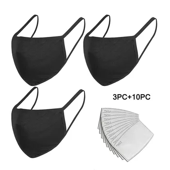 

PM2.5 Breathable Dustproof Mask Polyester Fiber Printing Mask Adjustable Earrings 3PCS Unisex Washable Reuse Face Mouth Mask#40