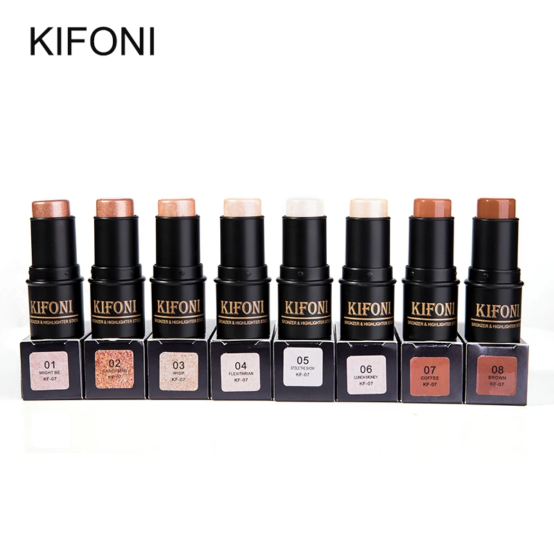 Kifini makup бронзатор и хайлайтер палочка 8 цветов 3D контур макияж консилер ручка лицо водостойкая светящаяся осветляющая палочка косметика