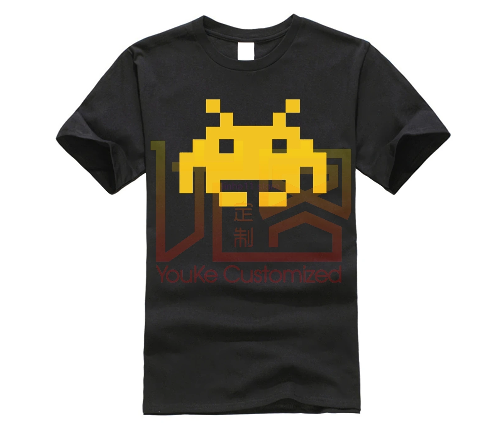 Мужская футболка с принтом Game Space Invader забавные летние футболки хлопковая