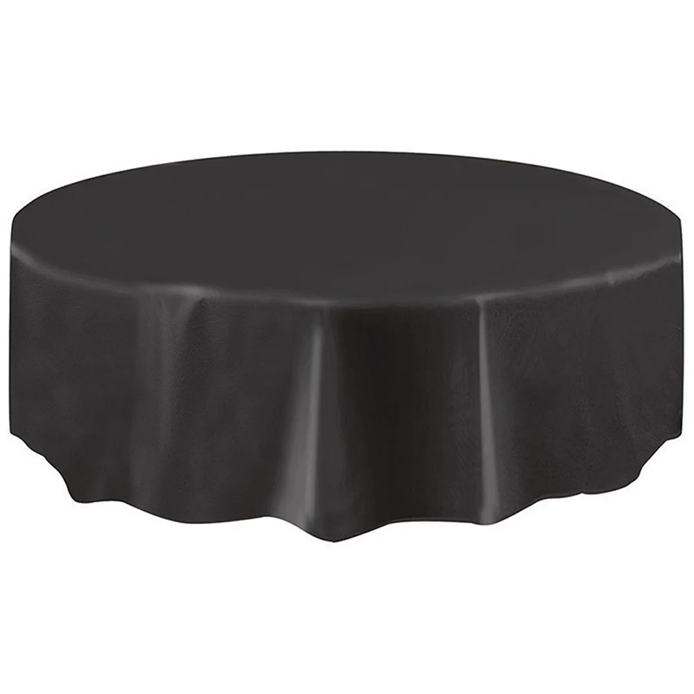 Black Plastic Circular Table Cloth Cover Disposable Party Home Wipe Clean Tablecloth HKS99 - Цвет: Black