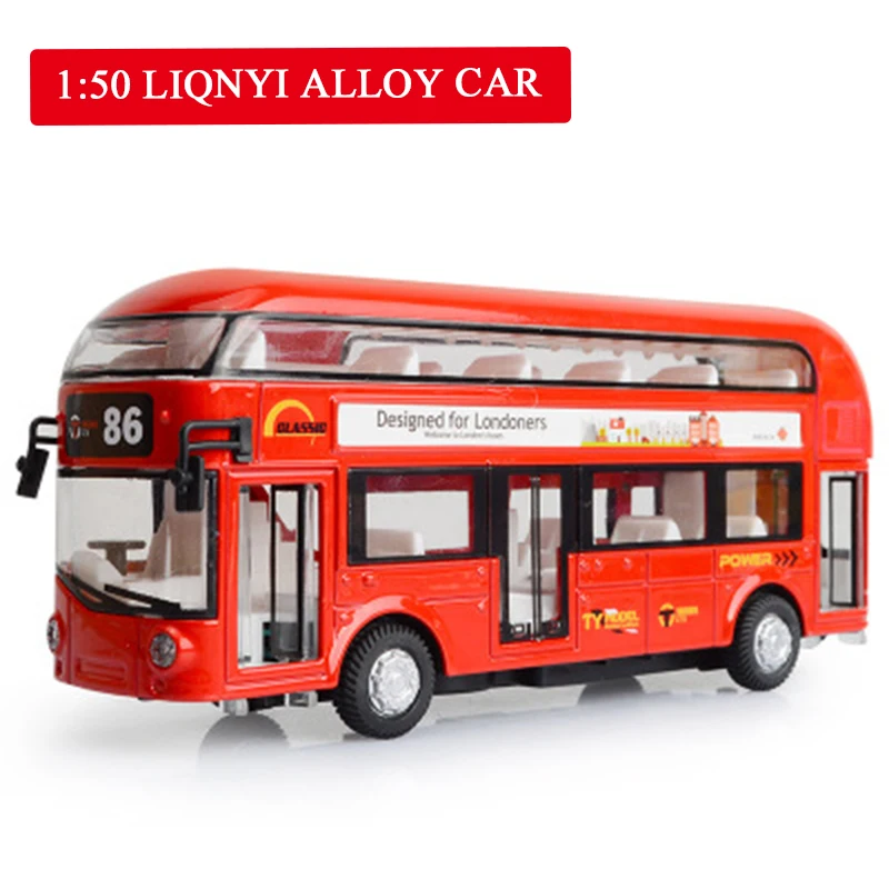 

Mini Double Decker Bus Alloy Car Model Pull Back Electronic Toy with Simulation Lights and Music Model Car Toys for Kids Gift