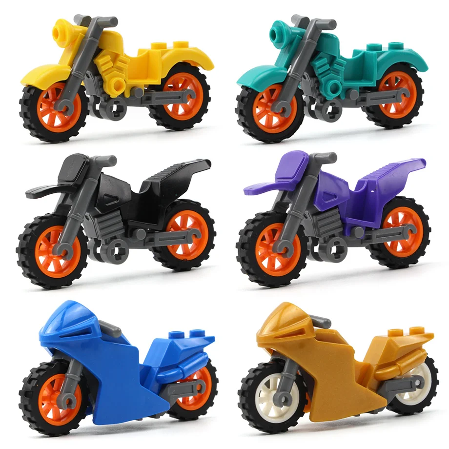 6Pcs/Set MOC City Street Figures Accessories Tool Bricks Motor Car Motorcycle Building Blocks Model DIY Toys Kids Educational | Игрушки и