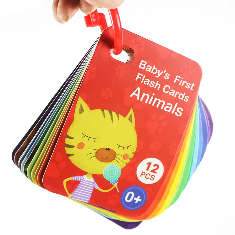 

Baby Early Educational English Learning Card Animal Words Career Natural Color Flash card Book for Kids Thick card 2mm 1-3 Years