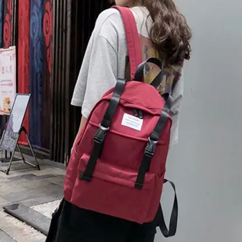 

Top Nylon Simple Unisex Large Capacity Backpacks High Quality Student School Bag for Women Men Solid Color Female Backpacks