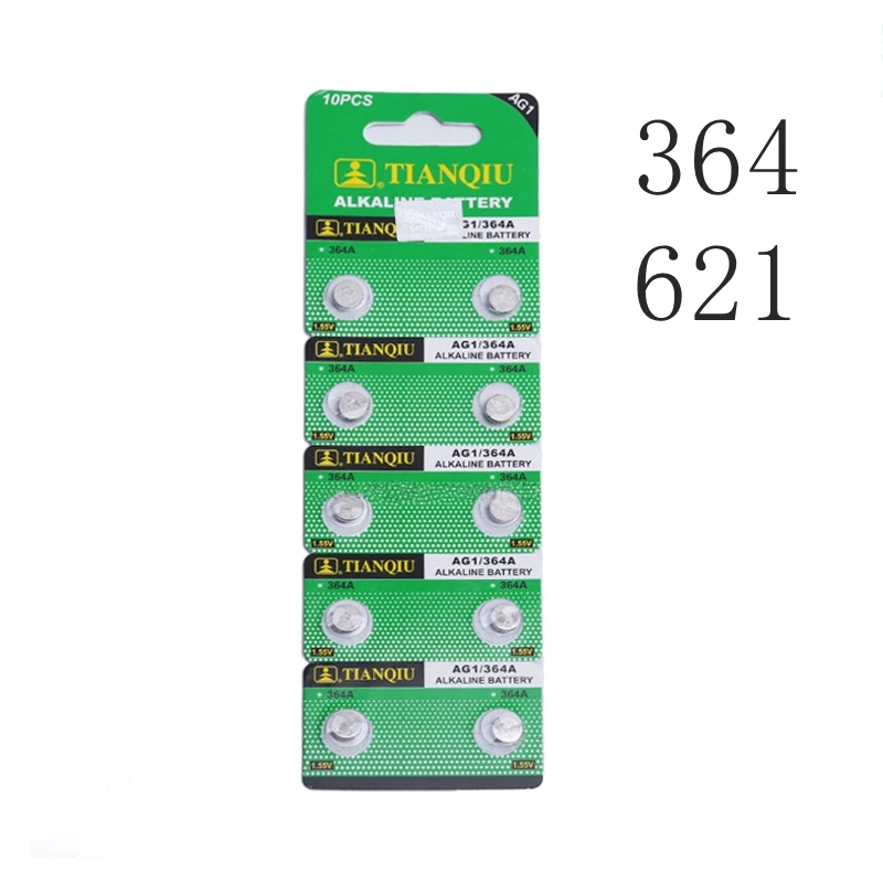 10 шт. 364 батарея для часов AG1 LR621 364A SR621SW 1 55 V 621 Кнопочная электронных весов |
