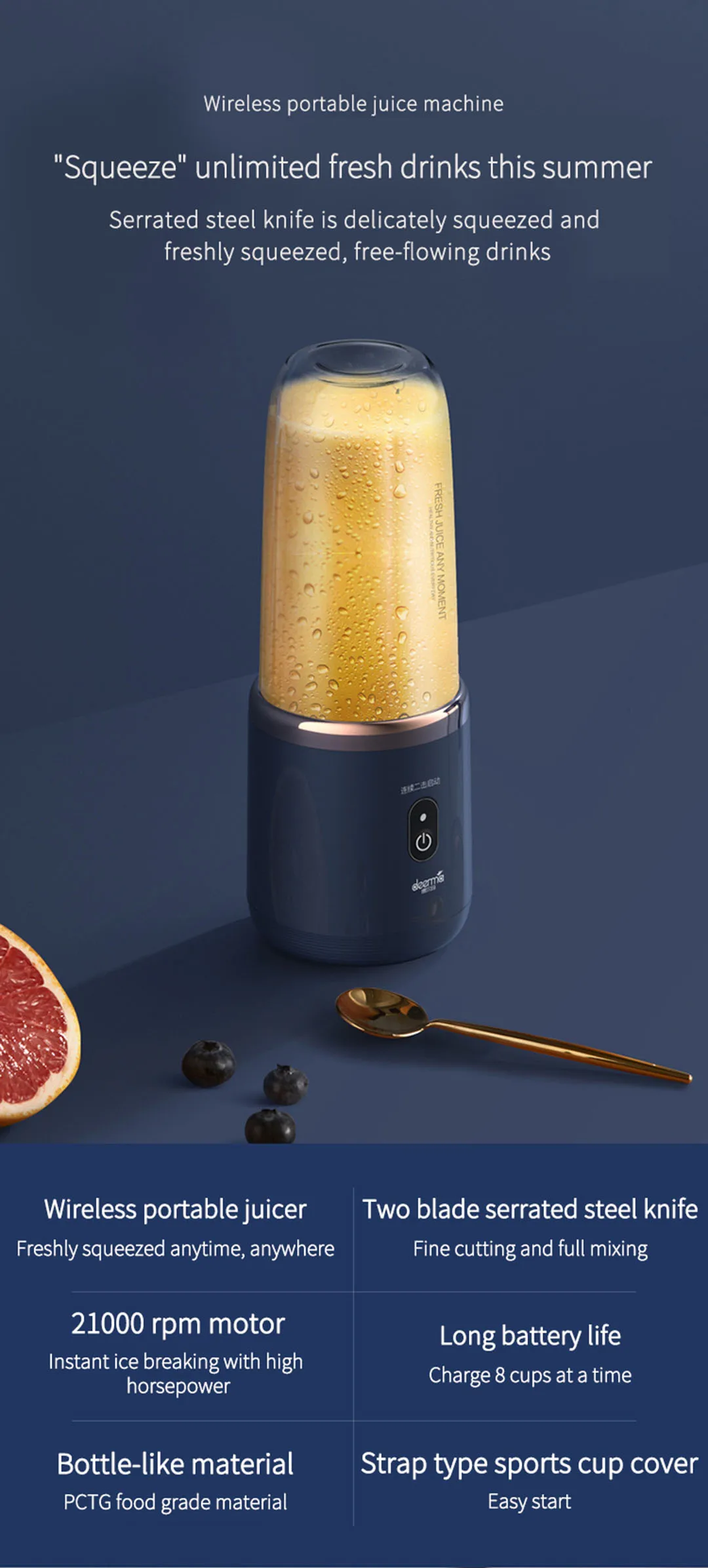 Deerma NU06 400ML Juicer Exprimidor Máquina jugo Portátil inalámbrica Deerma NU06 400ML Juicer Exprimidor Máquina jugo Portátil inalámbrica
