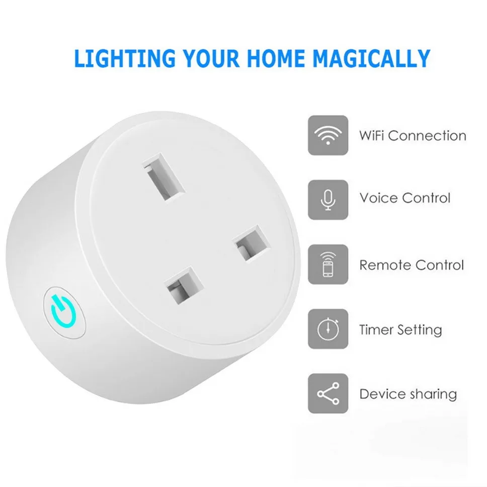 ZUCZUG Smart Socket Wifi Remotely Control Timing Outlet APP Alexa Google Home Voice Switch Socket Smart Outlet UK Power Socket