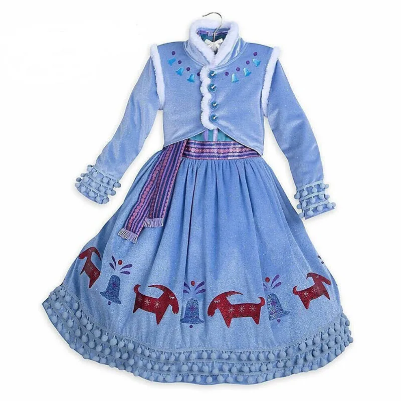 Платье Анны для девочек новые костюмы Снежной Королевы для детей, маскарадные платья принцессы disfraz carnaval vestido de festa infantil congelados