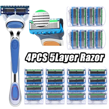 

4Pcs/set 5 Layer Razor Blade for Men's Safety Razor Blades Face Care Manual Shaving Blades Cassette