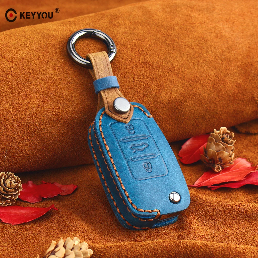 Кожаный чехол KEYYOU для ключей VW Volkswagen polo passat b5 golf 4 5 6 jetta mk6 tiguan Gol CrossFox Plus Eos Scirocco