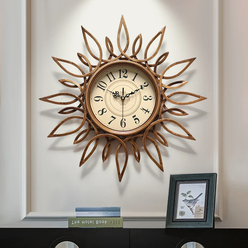 

American fashion creative clock bedroom mute clock wall clock living room home light luxury art wall watch wall clock
