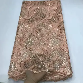 

New Sequins Lace Fabric 2020 High Quality Latest Sequins African Lace Fabric Wedding French Tulle Lace Fabric Nigerican Wedding