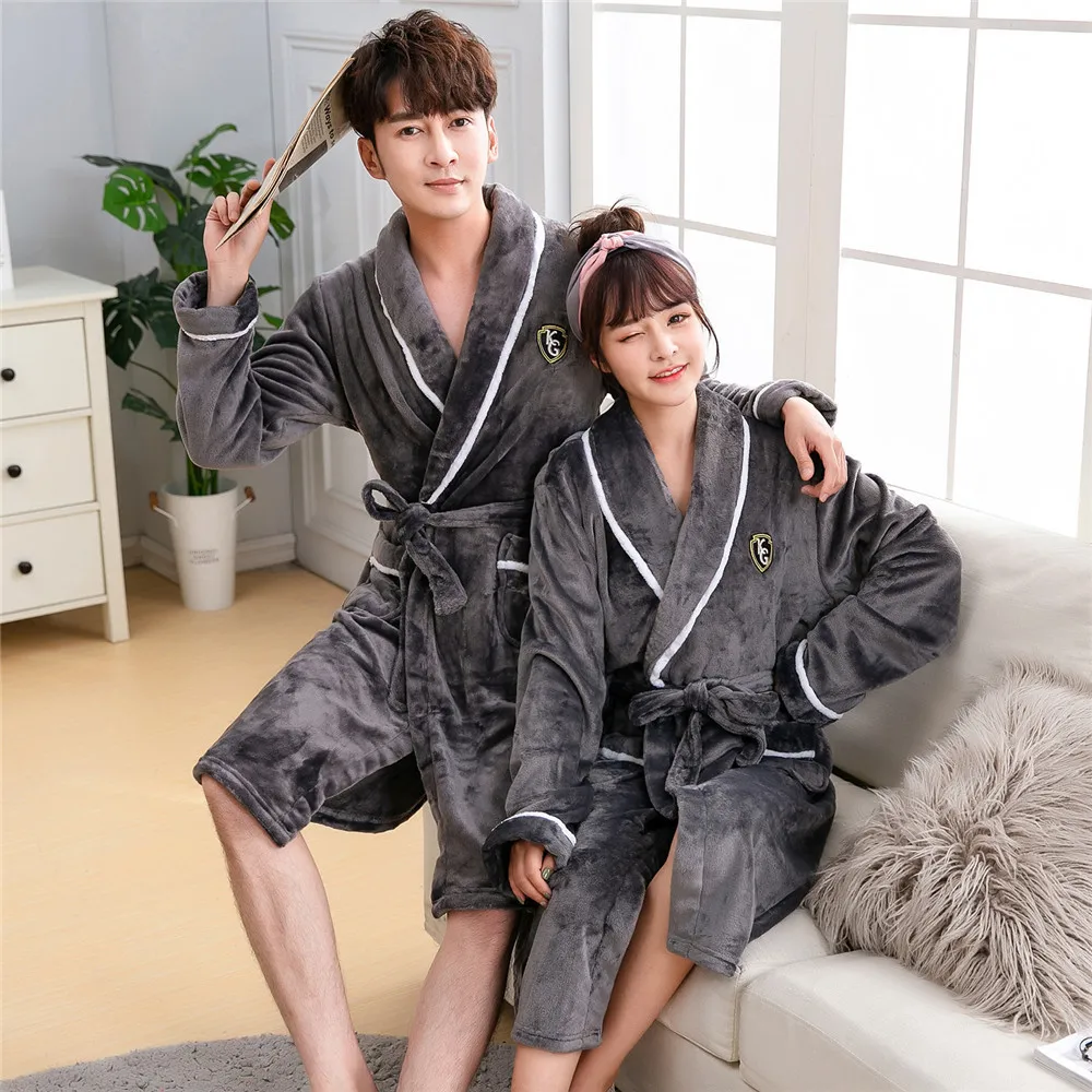 

Bathrobe Women Sleepwear Winter Warm Nightgown Kimono Gown Negligee Long Sleeve Flannel Hone Wear Coral Fleece Home Wear