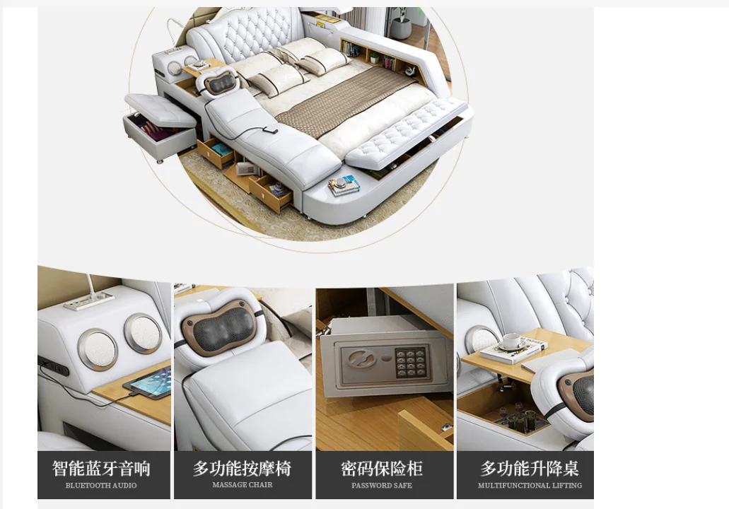 Hot Massage Beds Smart Modern Style Furniture Multi Functional Bedroom Set
