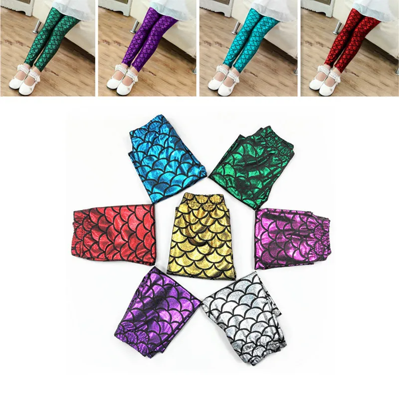 Girl Pants Men's and women's fish scale bottoming pants