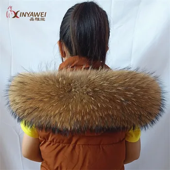 

Natural Jacket Fur Collar Real Fur Scarf Winter Coat For Women Thick Warm Shawl Raccoon Fur Collar Scarves Warmer Neck.