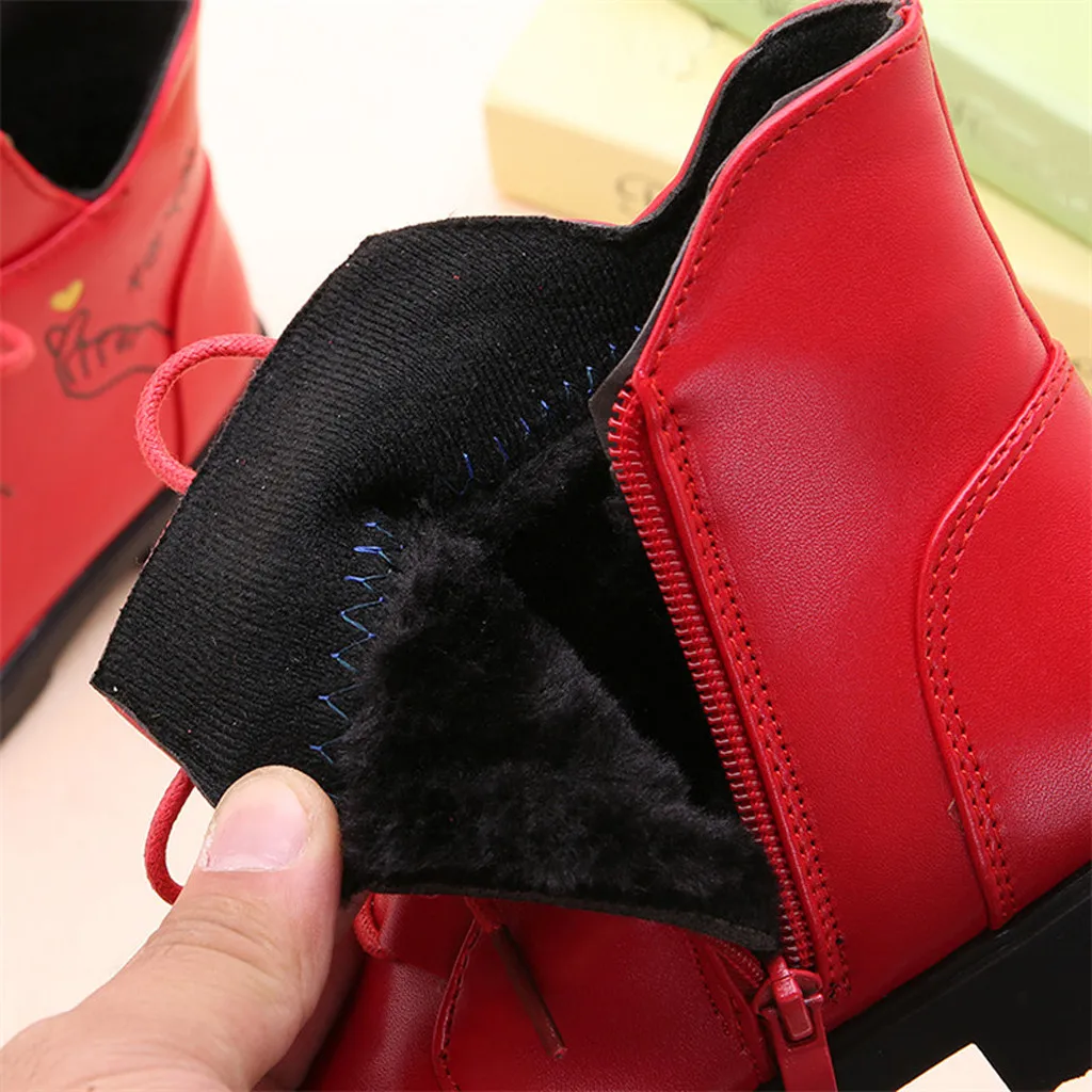 Children Baby Girls Princess Casual Shoes Leather Winter Cotton Warm Boots Toddler snow Boots Soft Sole Slip-On Princess Shoes