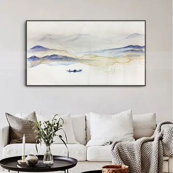 

Landscape gold abstract wall art canvas paintings decoration art picture for living room home hallway wall decor acrylic quadro