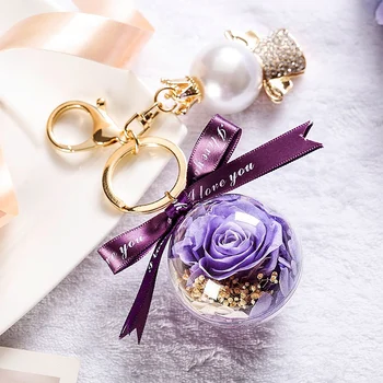 

Eternal Flower Keychain Handmade Flower Keychain Exquisite Ribbon Handbag Accessories Valentine's Day Gift Decoration New