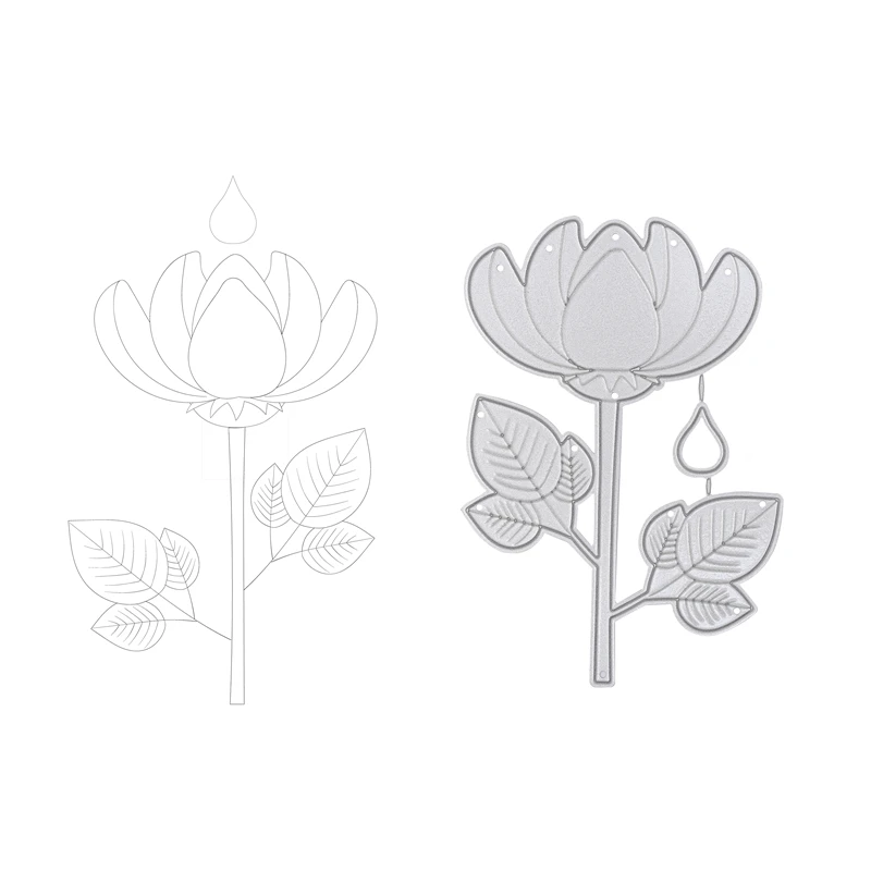 

GJCrafts Lotus Dies Flower Metal Cutting Dies with Water Droplets Dies Scrapbooking Card Making Embossing Stencil Die Cut Decor